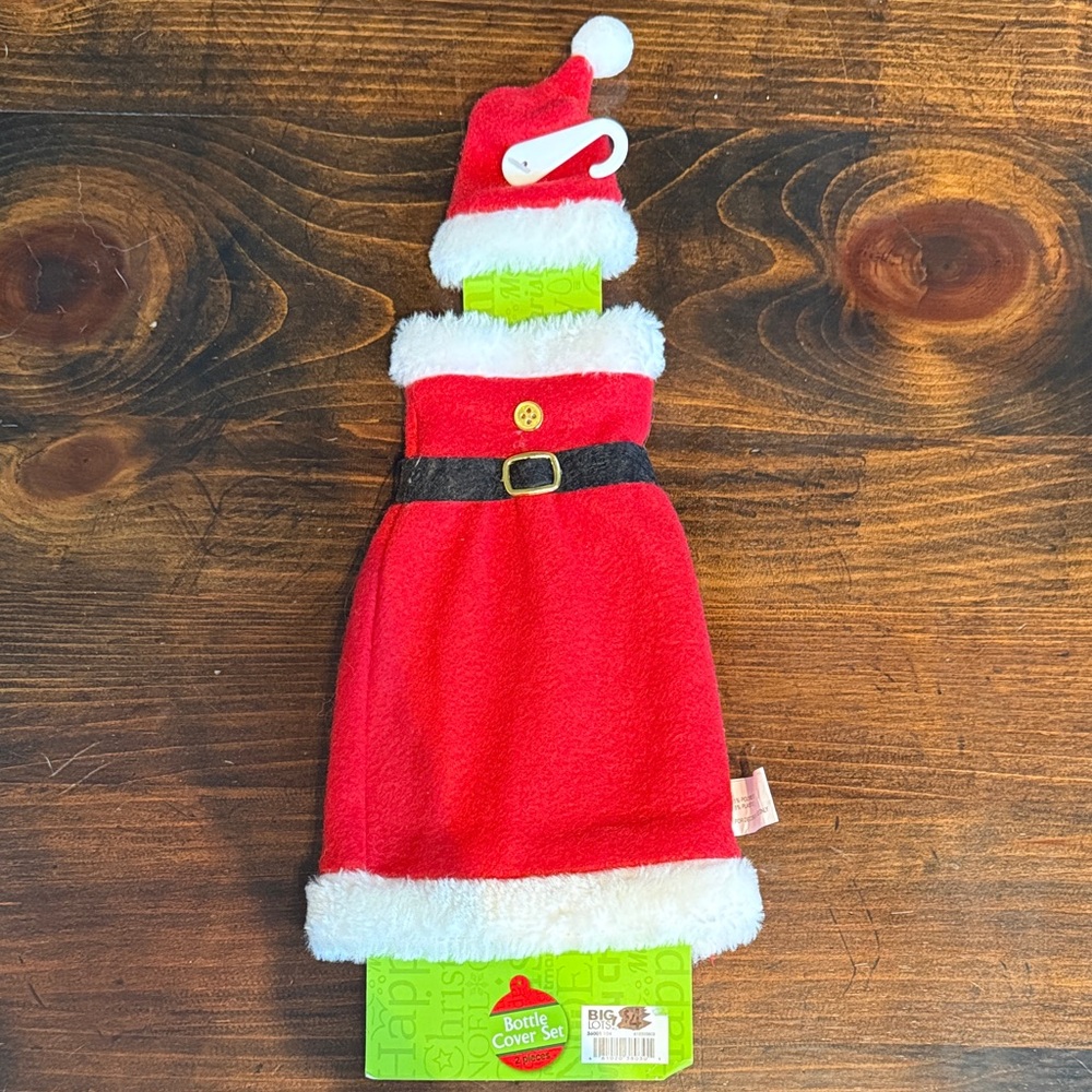 Festive Red Mrs Claus Santa Bottle Cover